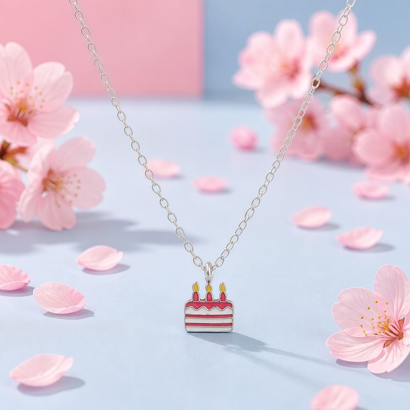 Gargantilla HappyBirthday Para Ninas mide de 14 a 16" Plata 925 Thailandesa