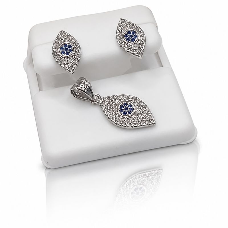 JUEGO DE ARETE Y DIJE, PLATA .925