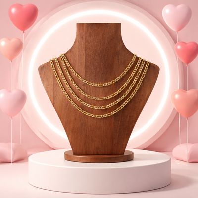 Cadena con chapa oro diamantada Fígaro largo 24", ancho 4mm. En Plata 925 italiana.