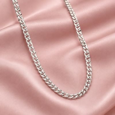 Cadena Cubana Damantada 3mm, 24" Plata 925 italiana