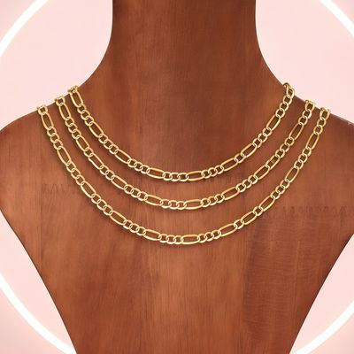 Cadena con chapa oro diamantada Fígaro largo 18", ancho 6mm. Plata 925 Italiana