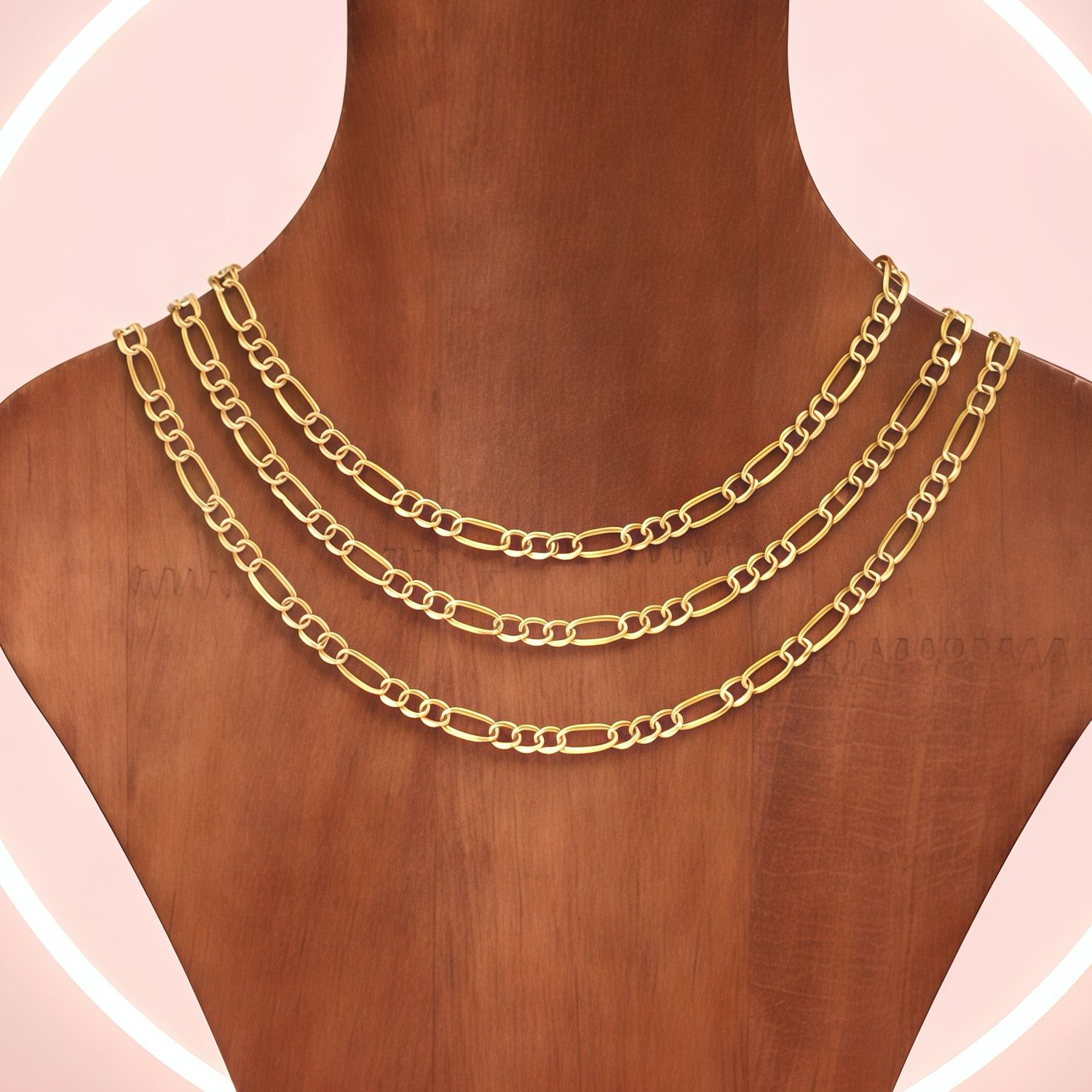 Cadena con chapa oro diamantada Fígaro largo 18", ancho 6mm. Plata 925 Italiana