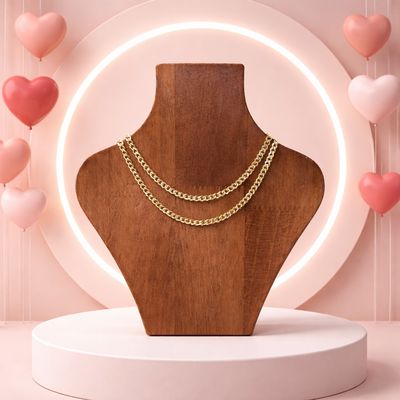 Cadena con chapa oro diamantada cubana largo 20", ancho 4mm. Plata 925 Italiana