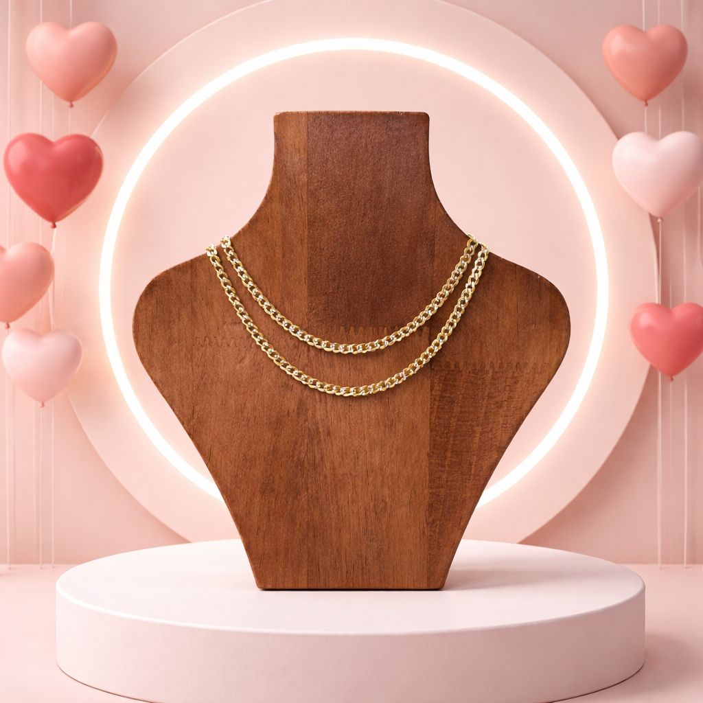 Cadena con chapa oro diamantada cubana largo 20", ancho 4mm. Plata 925 Italiana