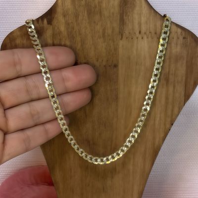 Cadena con chapa oro diamantada cubana largo 18", ancho 6mm.