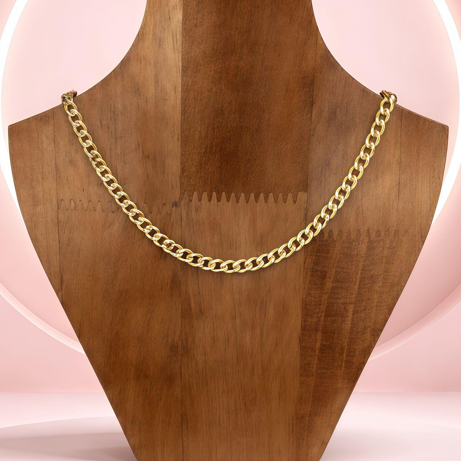 Cadena con chapa oro diamantada cubana largo 18", ancho 6mm.