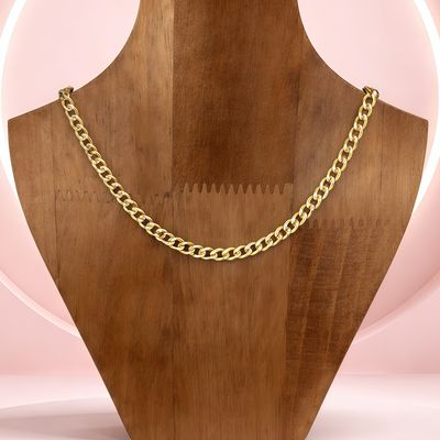 Cadena con chapa oro diamantada cubana largo 18", ancho 6mm.