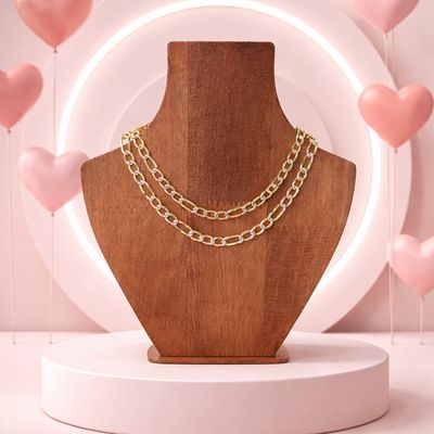 Cadena con chapa oro diamantada Fígaro largo 20", ancho 6mm. Plata 925 Italiana