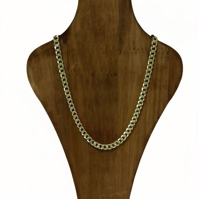 Cadena con chapa oro diamantada cubana largo 22", ancho 6mm.