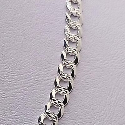 CADENA CUBANA DIAMANTADA ANCHO 6mm LARGO 18" PLATA .925