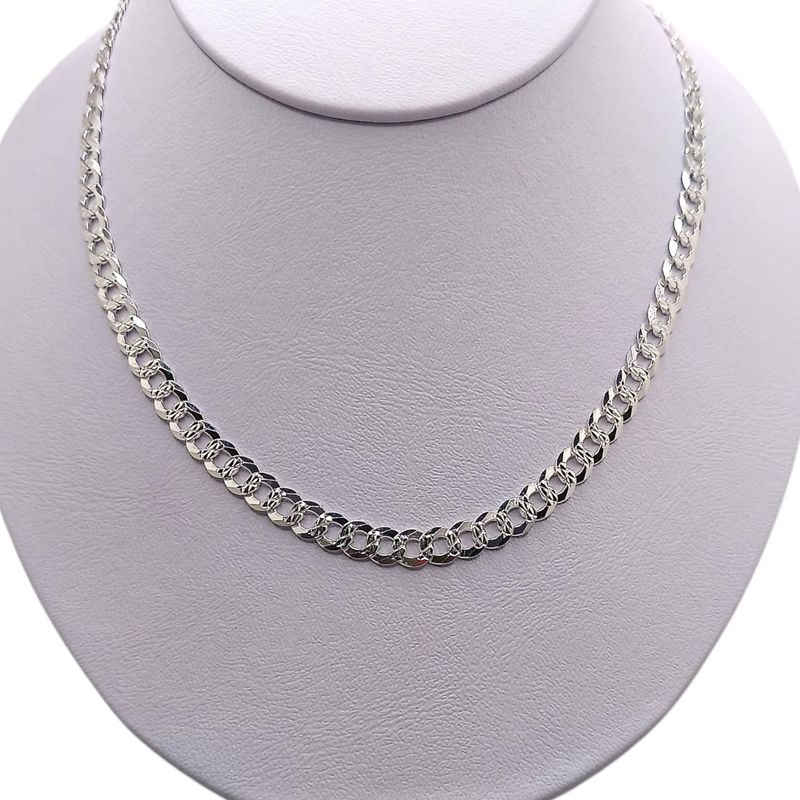 CADENA CUBANA DIAMANTADA ANCHO 6mm LARGO 18" PLATA .925
