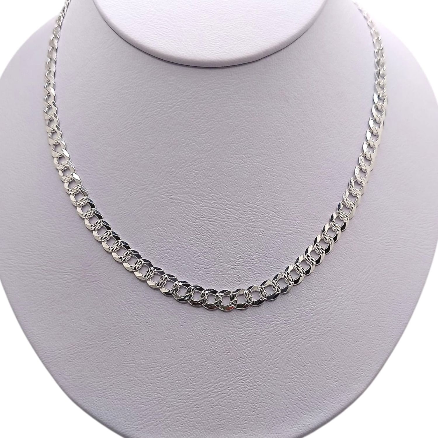 CADENA CUBANA DIAMANTADA ANCHO 6mm LARGO 20&quot; PLATA .925