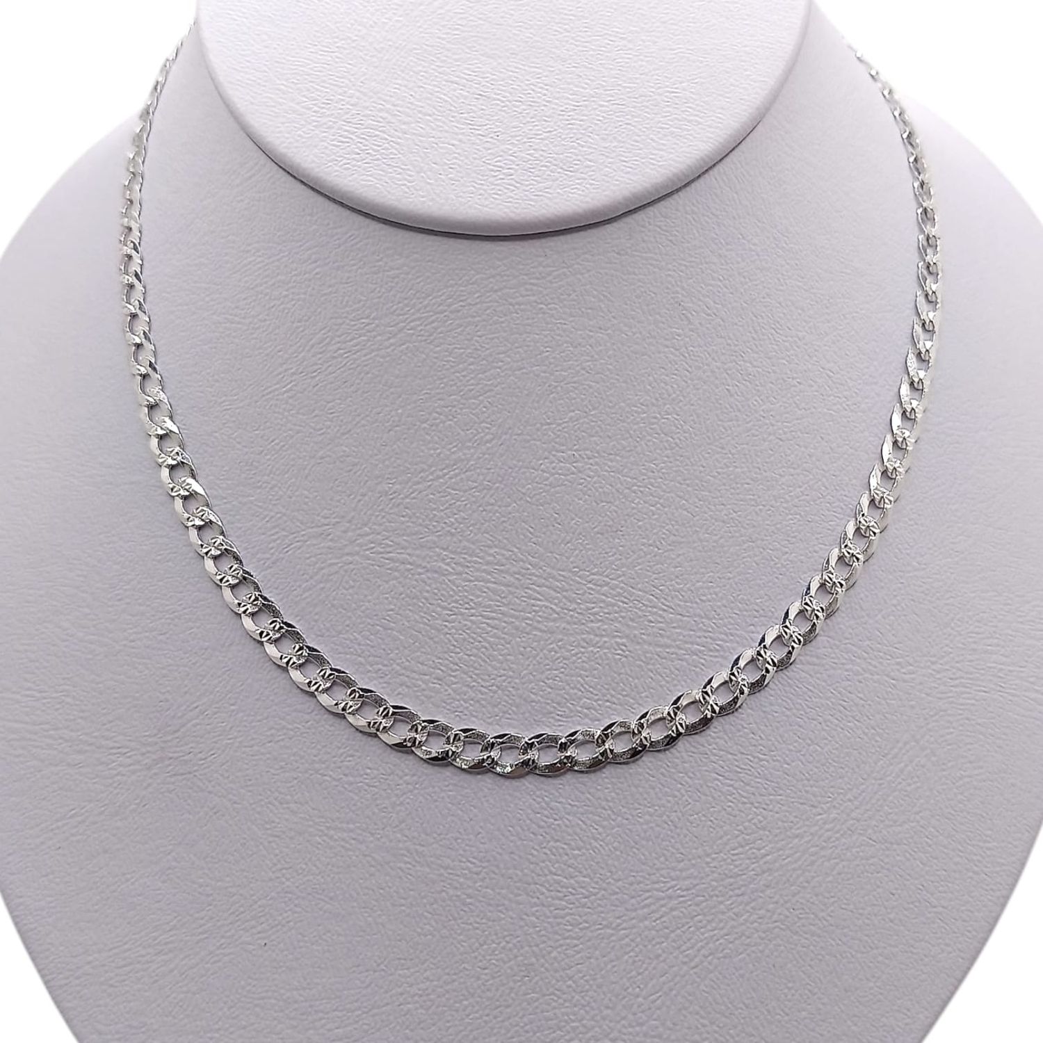 Cadena diamantada cubana largo 18&quot;, ancho 5mm. PLATA .925