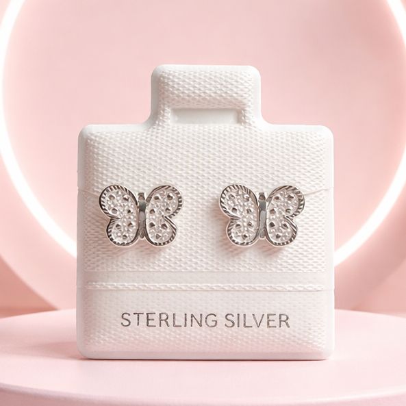 Broquel Mariposa Puntitos, Plata 925 MX,