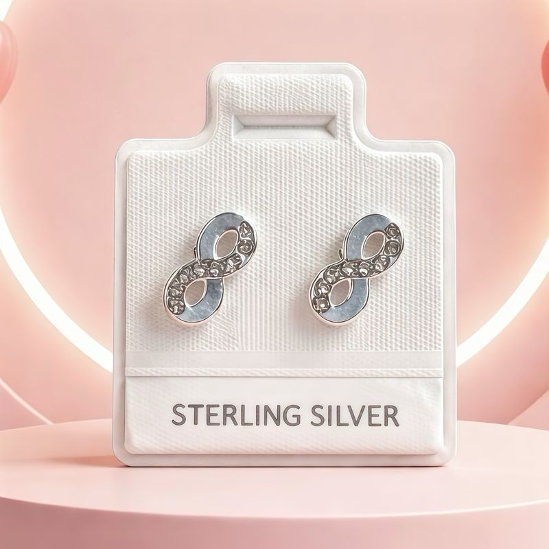 BROQUEL INFINITO CON MINI CZ, BROCHE BOLITA, PLATA .925