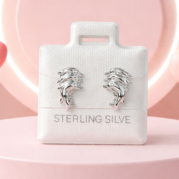 BROQUEL 3 DELFINES, BROCHE BOLITA, PLATA .925