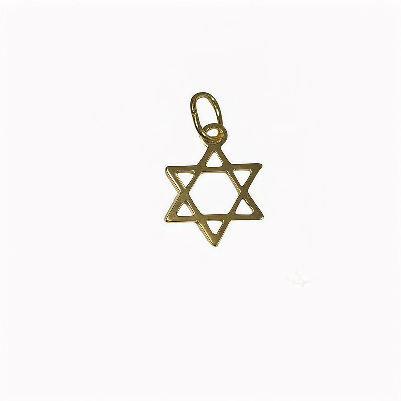 Dije CEstrella de David en chapa de Oro con plata 925 Italiana, Mide 2cm, ideal para cadenas de 4mm o menos