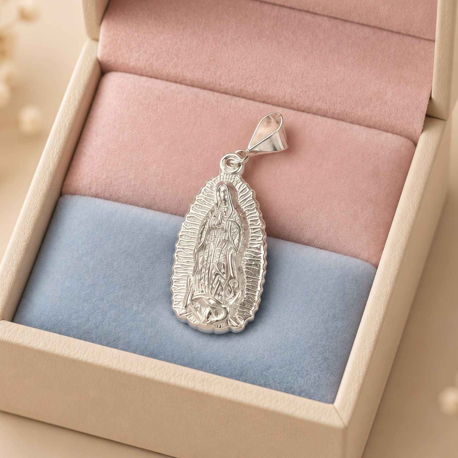 Dije Virgen de Guadalupe basica 3.5cm Plata 925 Mexicana