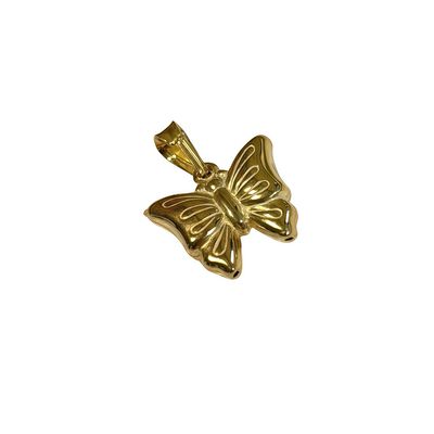 Dije Mariposa 3D con Chapa de Oro en Plata 925 Italiana mide mide 2cm ideal para cadenas de 3 mm o menos