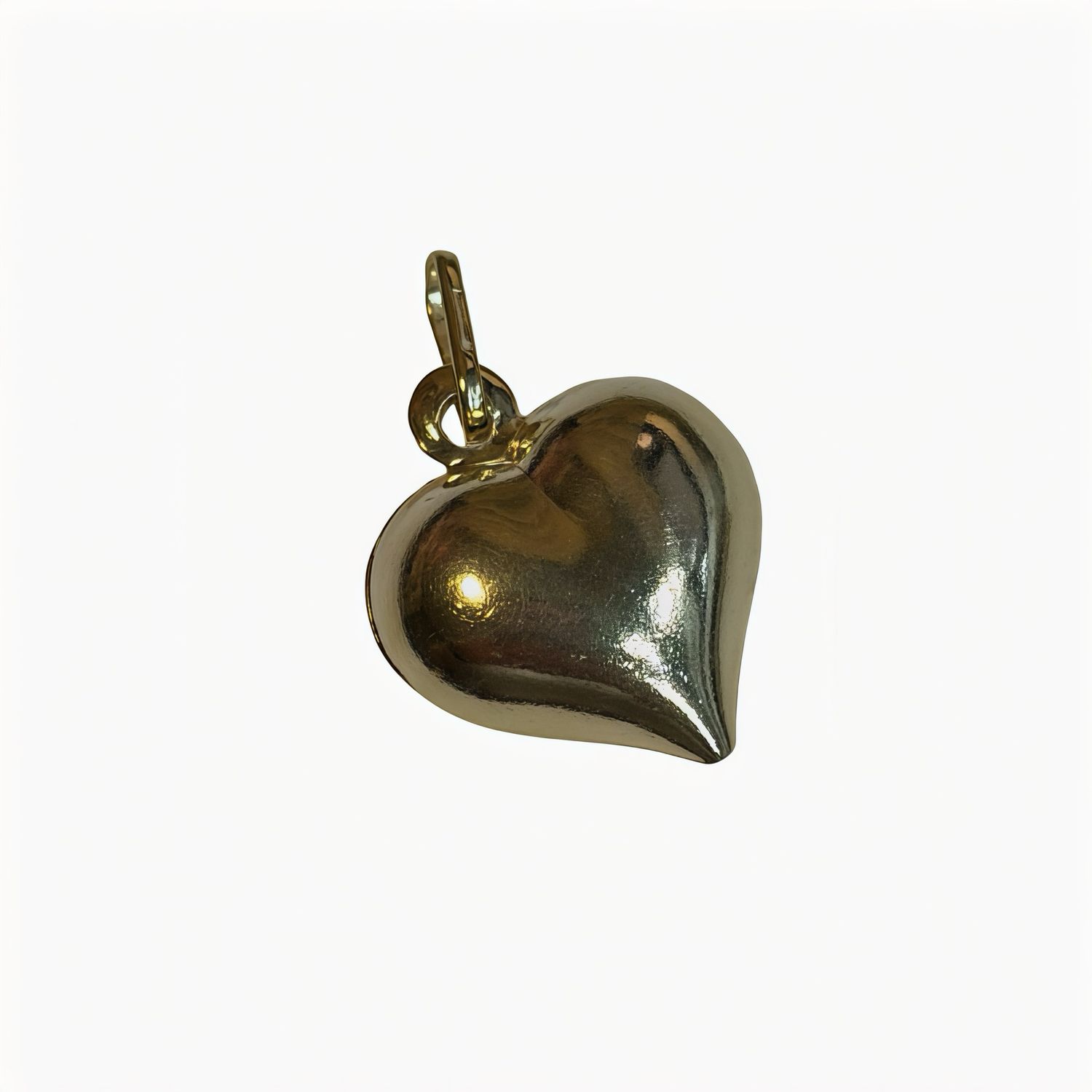 Dije Corazon 3D con Chapa de oro en plata 925 Italiana, Mide 3cm, Ideal para cadenas de 5 mm o menos