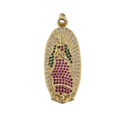Dije Virgegen de Guadalupe Micropabe con Chapa de oro en Plata 925 Italiana. Mide 4cm ideal para cadenas delgadas de 2 mm o menos