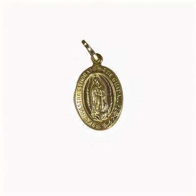 Dije 3D Virgen de Guadalupe en Chapa de Oro y Plata 925 Italiana, Mide 3cm, ideal para cadenas de 4 mm o menos.