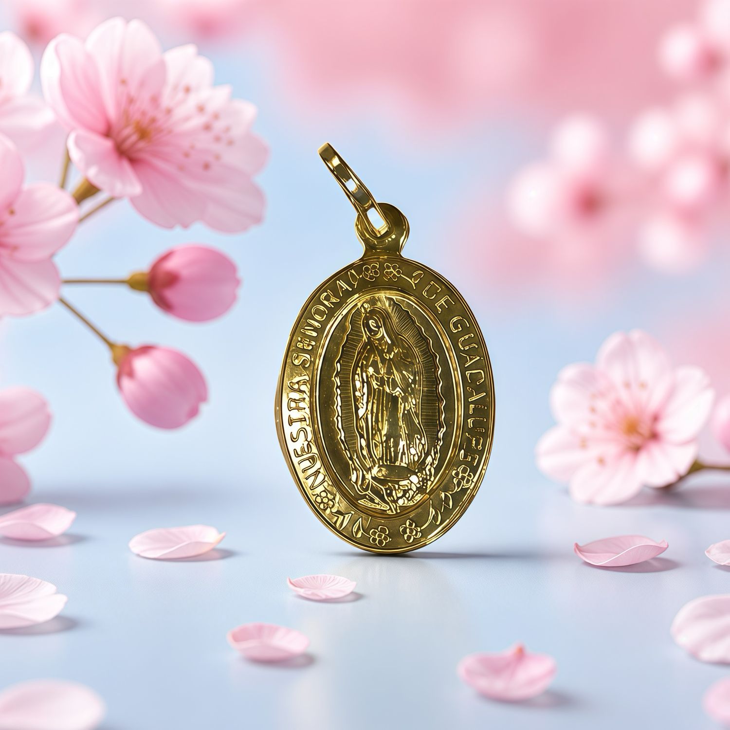 Dije 3D Virgen de Guadalupe en Chapa de Oro y Plata 925 Italiana, Mide 3cm, ideal para cadenas de 4 mm o menos.