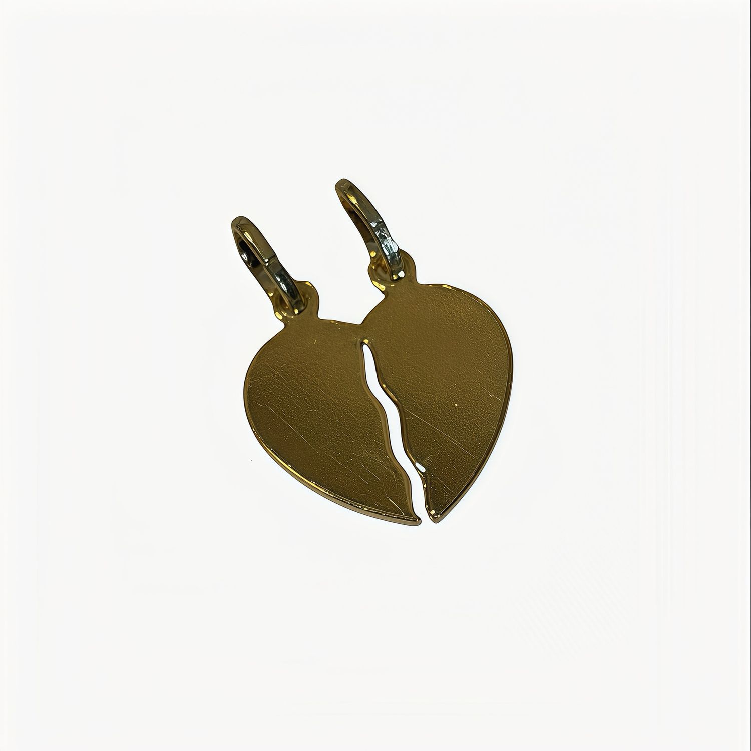 Dije Corazon Tu y Yo con Chapa de oro y plata 925 Italiana, Mide 3cm, ideal para cadenas de 3mm o menos.