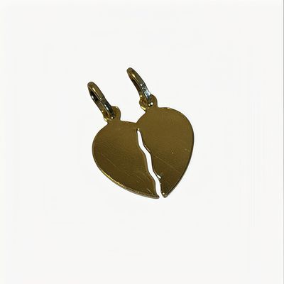 Dije Corazon Tu y Yo con Chapa de oro y plata 925 Italiana, Mide 3cm, ideal para cadenas de 3mm o menos.