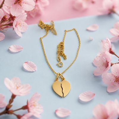 Dije Corazon Tu y Yo con Chapa de oro y plata 925 Italiana, Mide 3cm, ideal para cadenas de 3mm o menos.
