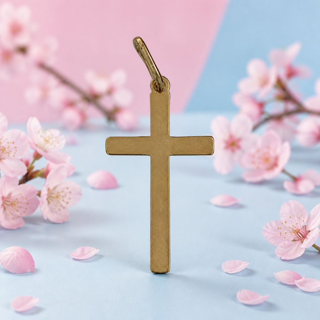 Cross Pendant with Gold Plating on Italian 925 Silver, measures 4cm ideal for chains of 6mm or less