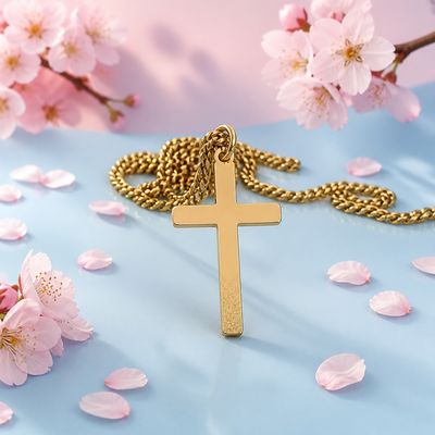 Cross Pendant with Gold Plating on Italian 925 Silver, measures 4cm ideal for chains of 6mm or less