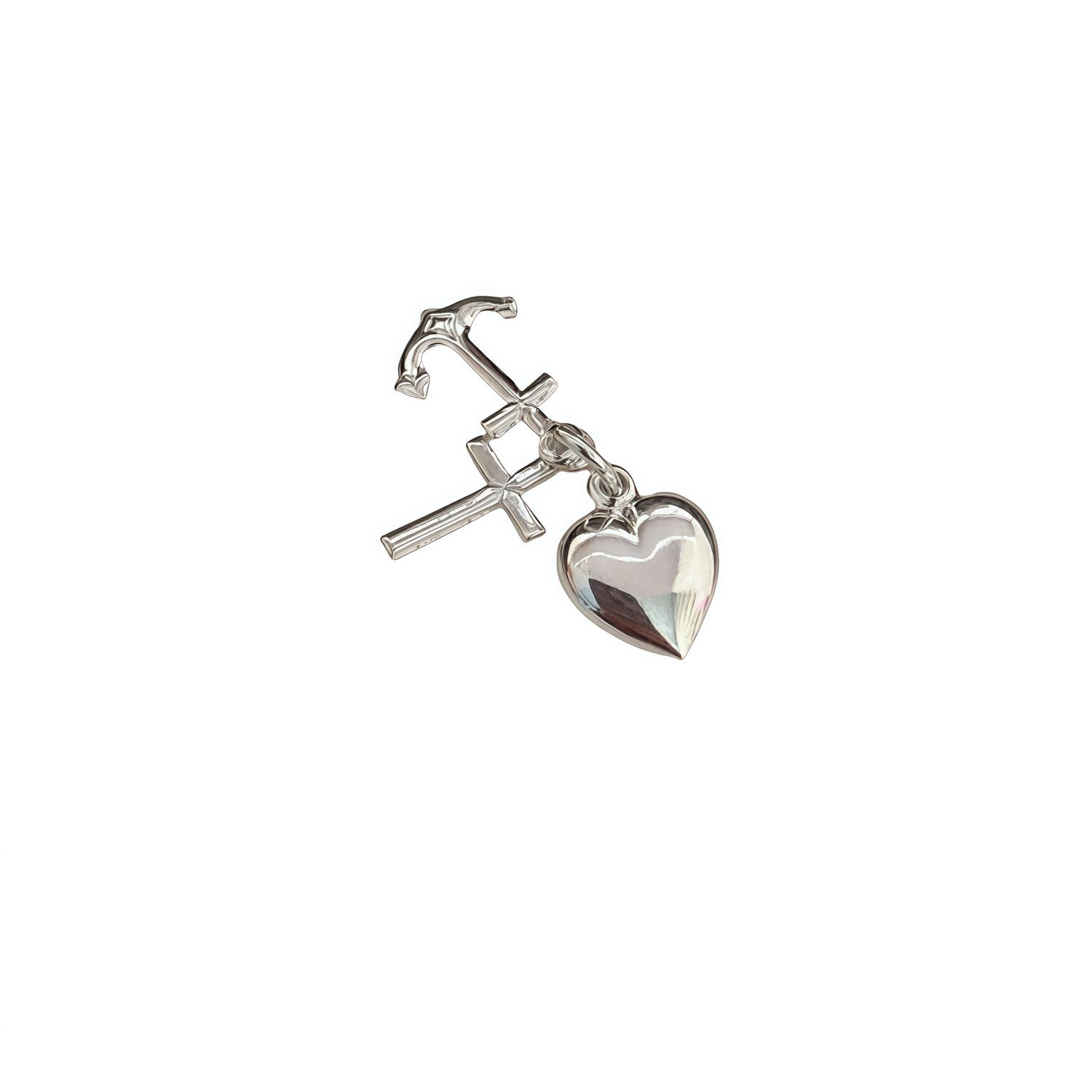 Italian Silver Mini Key and Heart Pendant, measures 2cm, ideal for chains
