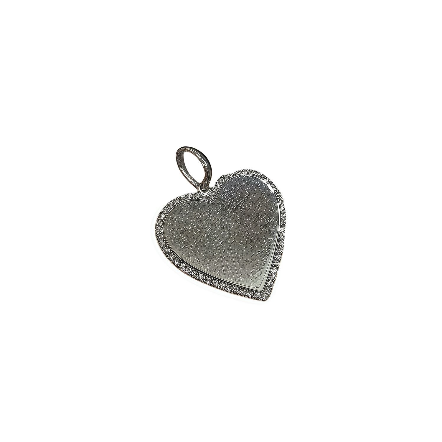 Fancy Mirror Heart Pendant in Italian 925 Silver, Measures 3 cm, Ideal for Chains 3 mm or Less in Width