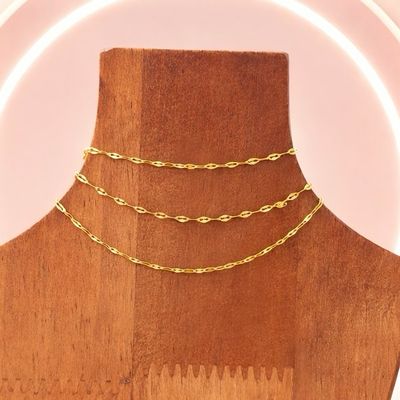 Confetti Chain 20" Long 2MM Wide, Gold-Plated Italian 925 Silver