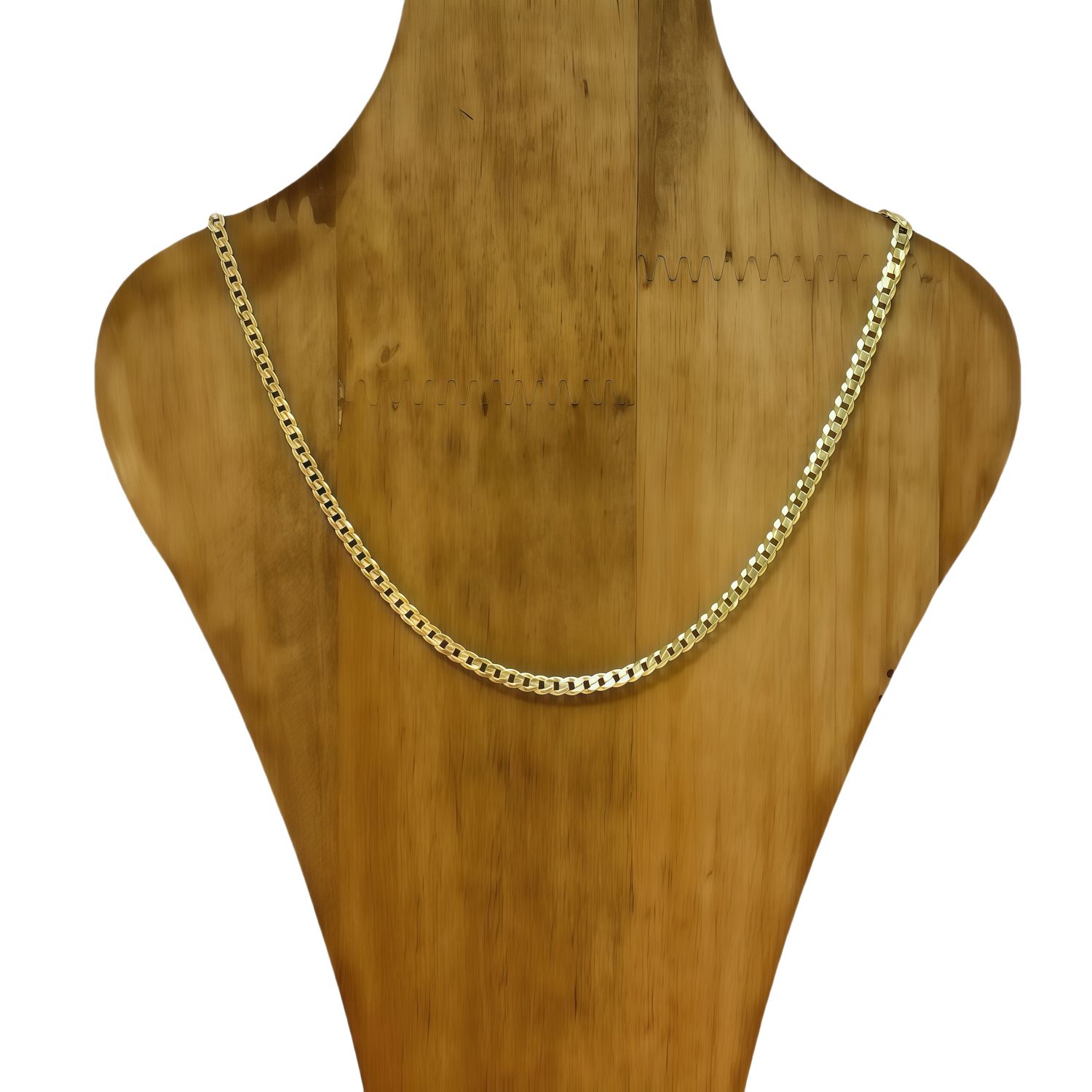 Diamond-Cut Cuban Chain, 3MM wide, 18" long, gold-plated Italian 925 Silver.