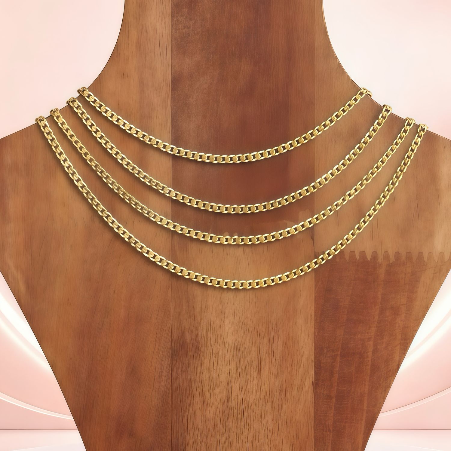 Diamond-Cut Cuban Chain, 3MM wide, 18" long, gold-plated Italian 925 Silver.