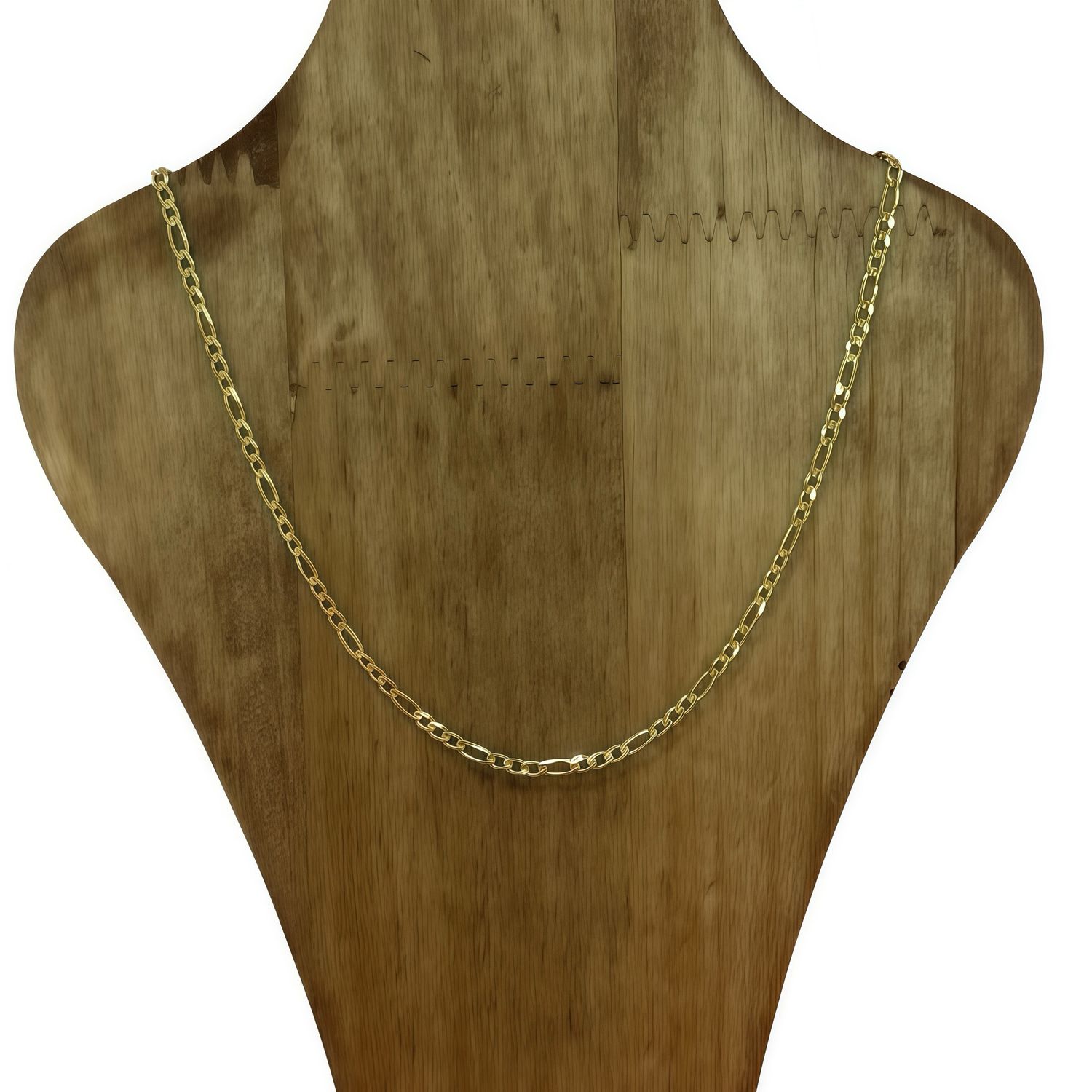 Figaro Chain 3MM Width x 18" Length Gold-Plated, Italian 925 Silver