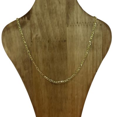 Figaro Chain 3MM Width x 18" Length Gold-Plated, Italian 925 Silver