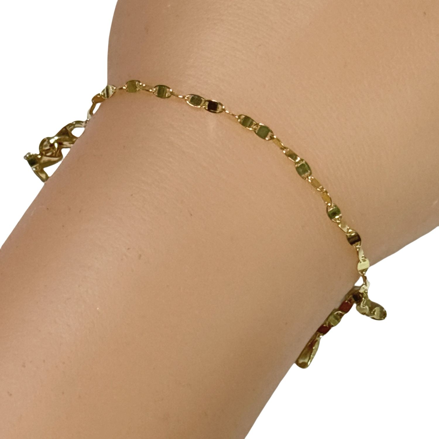 Confetti Style Bracelet measures 7" long x 2MM wide with Gold Plating on Italian 925 Silver.