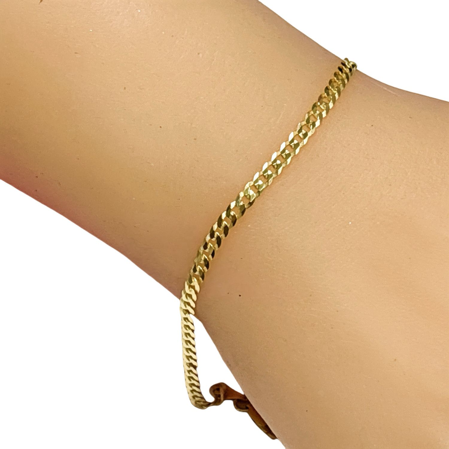 Diamond-Cut Cuban Bracelet measures 7" long x 3MM wide, Gold-Plated Italian Silver.