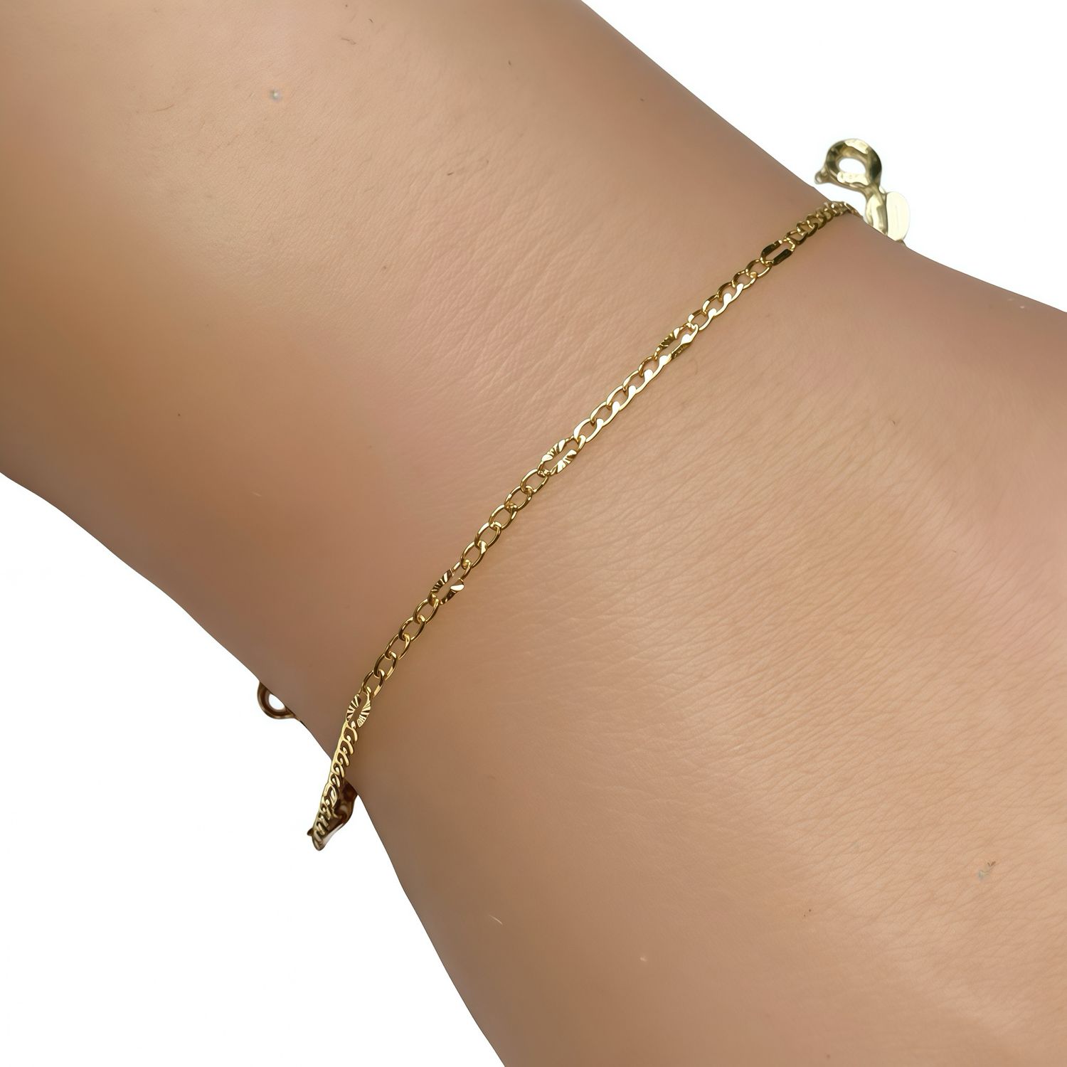 Ultra Thin Diamond-Cut Figaro Bracelet Measures 1MM Wide