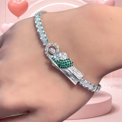 Figaro Bracelet 8" Long 7mm Wide with Gold Plating on Italian 925 Silver