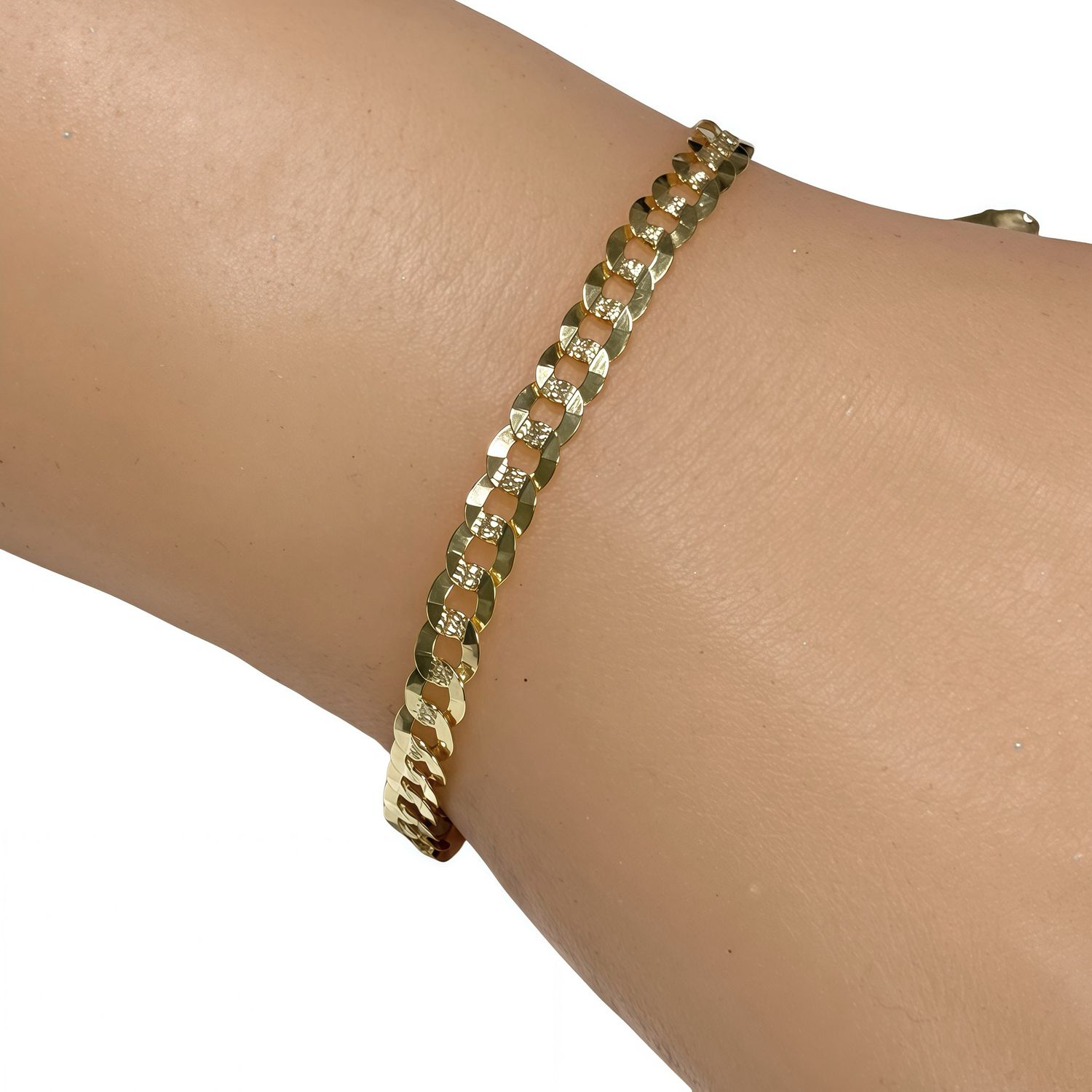 Cuban Iamantada Bracelet in a single color measuring 8" long x 5MM wide with Gold Plating on Italian 925 Silver.
