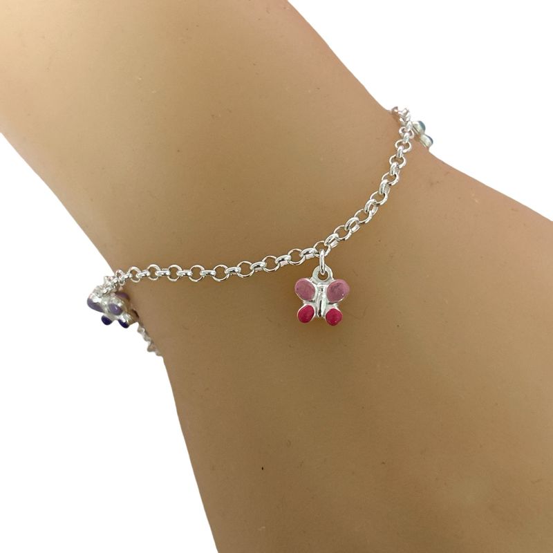 Pulsera Mariposas Fancy mide 7" de largoen Plata 925