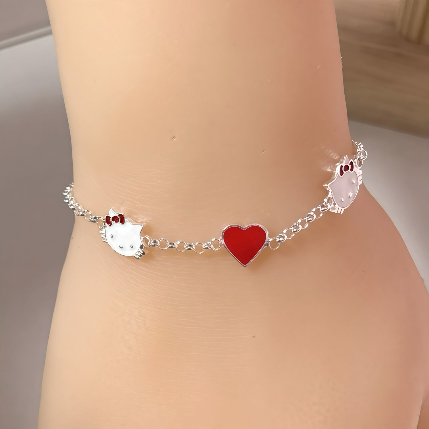 Kittymide Bracelet 7.3" Long, in Italian 925 Silver