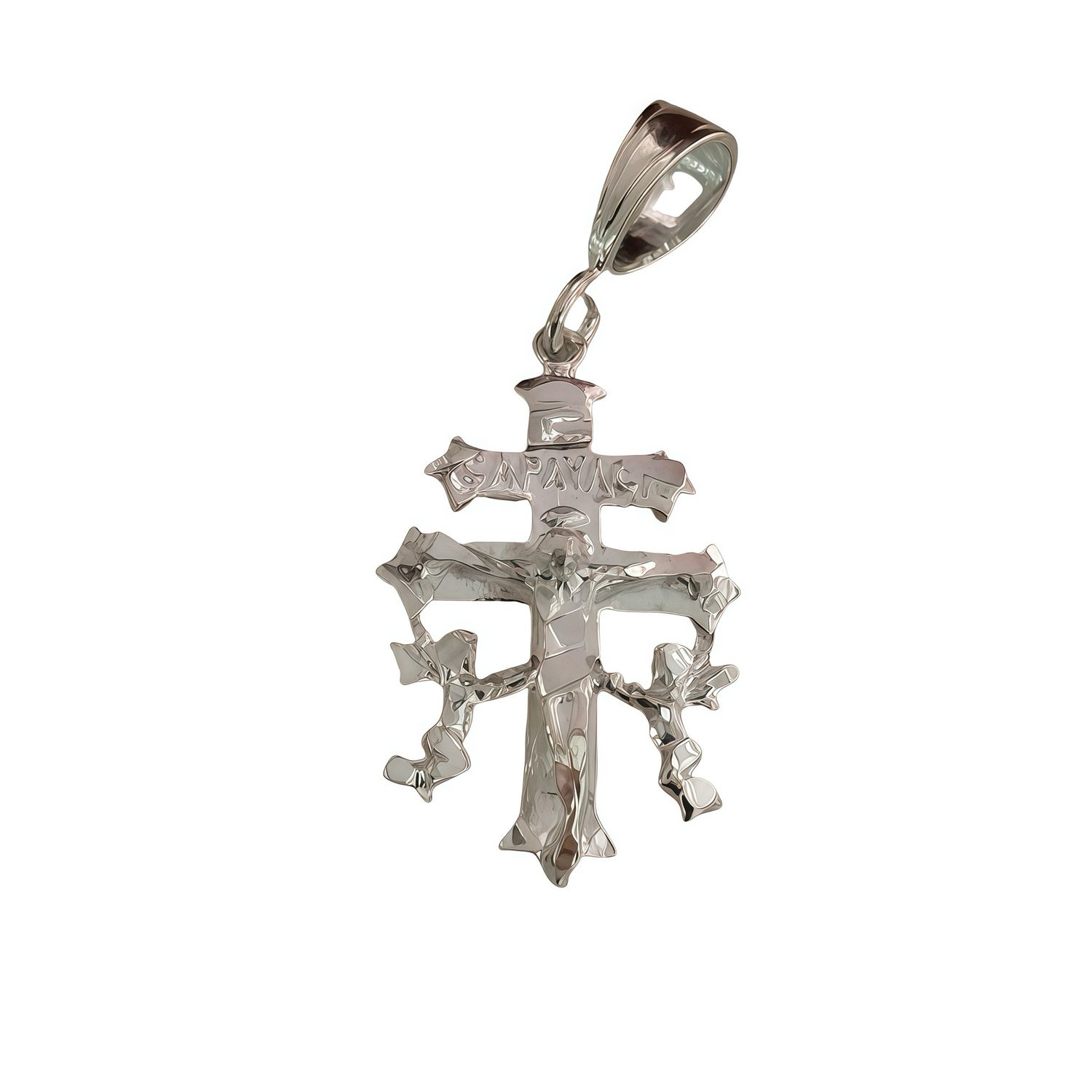 Die Cruz de Caravaca, Diamond-cut measures 4cm, ideal for chains of 8mm or less, in Mexican 925 Silver.