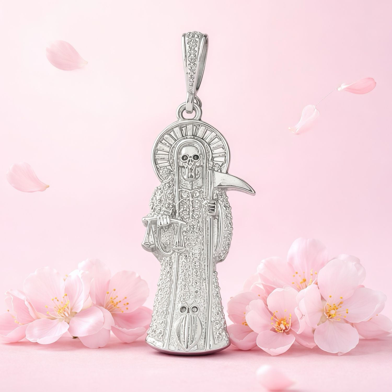 Saint Benedict Key Pendant in Mexican 925 Silver, measures 3.5cm, ideal for chains of 4mm or less