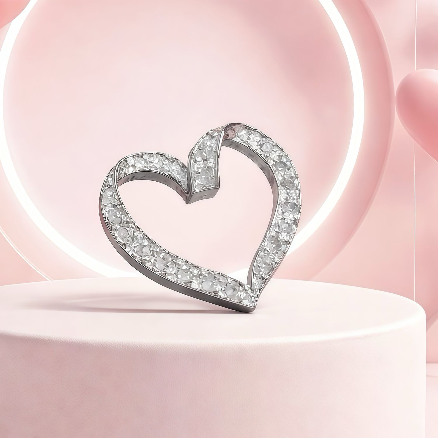 Heart Pendant Chain Pass with Zirconias in Mexican 925 Silver, measures 3cm ideal for chains of 3mm or less.