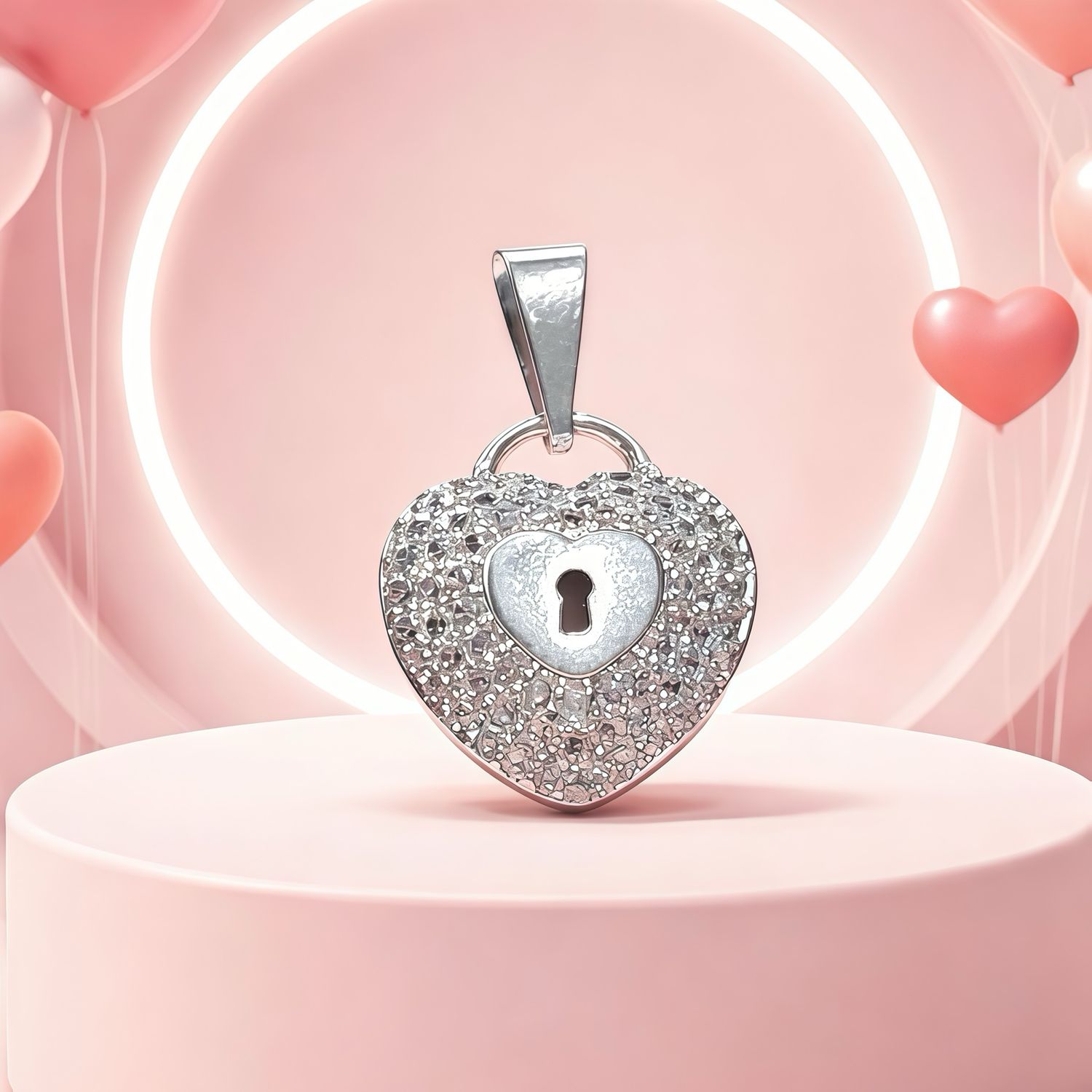 Heart Pendant with Mini Zirconias in Mexican 925 Silver, measures 2.5cm, ideal for chains of 3mm or less.